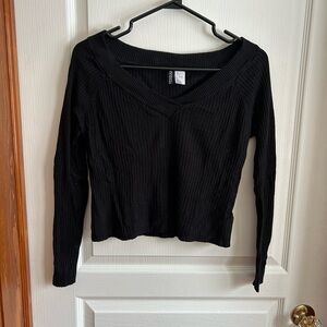 H&M Black Ribbed Long Sleeve Top